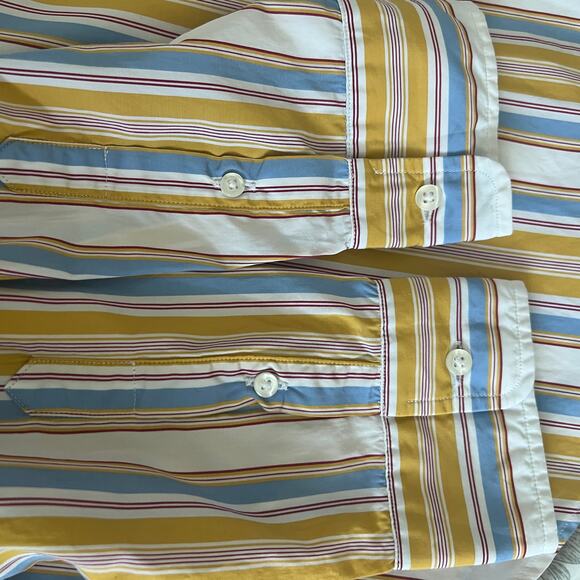 Frank & Eileen Gold Striped Multicolored Eileen Button Up Shirt Size M - Picture 7 of 13